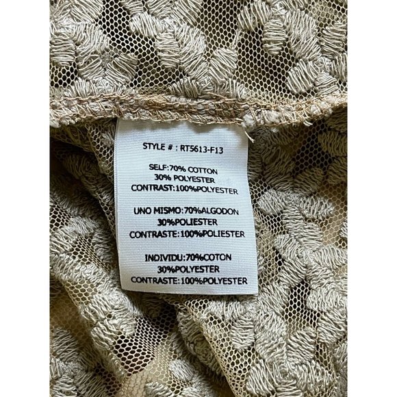 Anthropologie RYU Embroidered Top Sm Scalloped BOHO Bell Sleeve Overlay Blouse - Picture 6 of 9